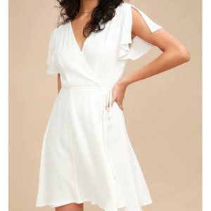 Lulus Harbor Point White Wrap Dress NWT (Large)